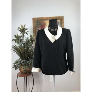 Le Suit Essentials Women Black Jacket 3 Buttons 10P Office Siren Clueless Preppy